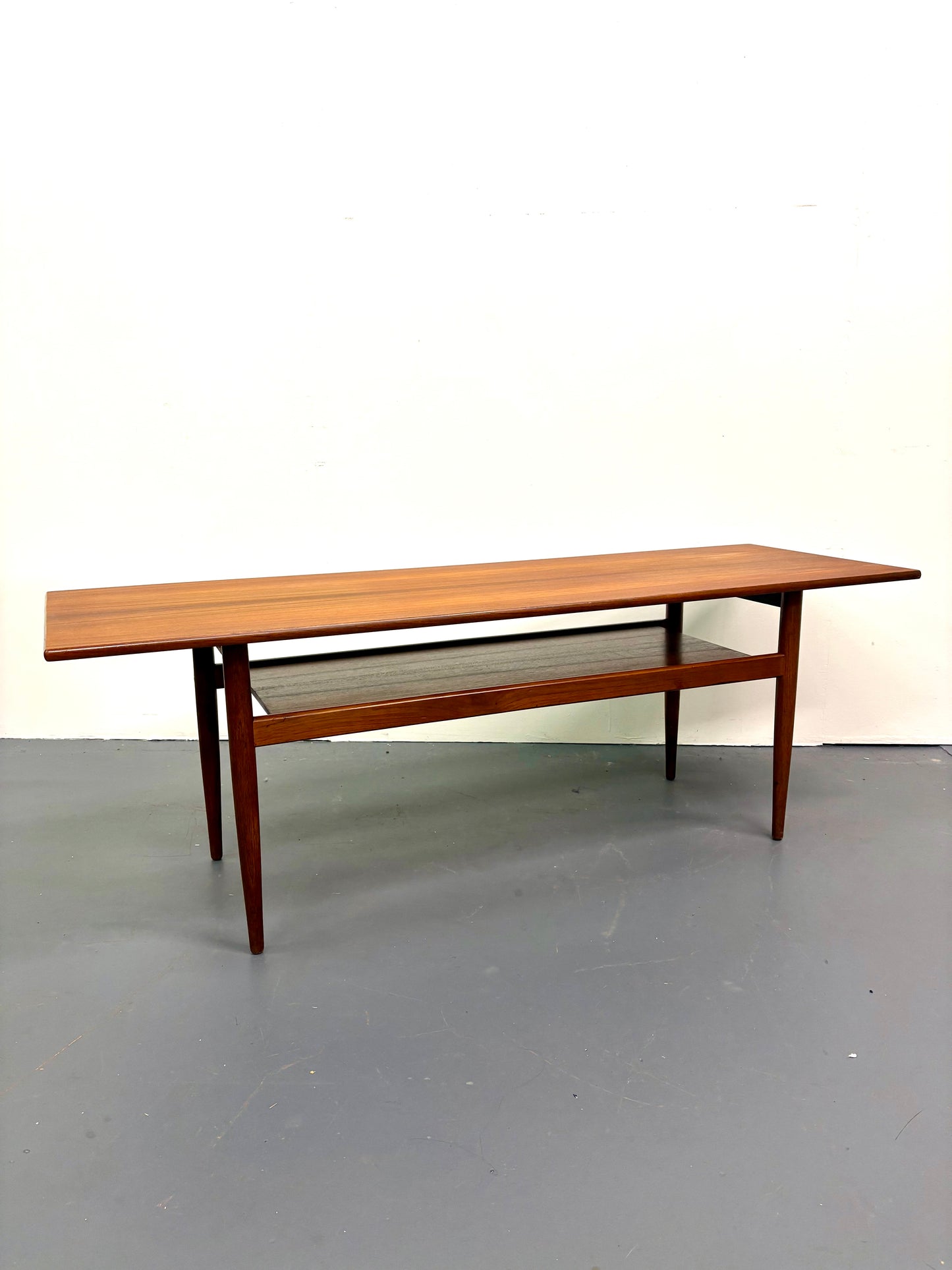 Mid Century Teak Coffee Table With Shelf - England