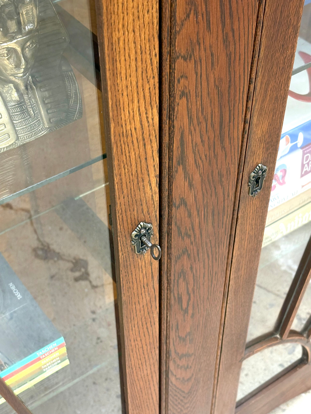 Antique Oak Art Deco Bookcase/Display Cabinet - England