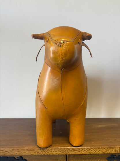 VINTAGE LEATHER BULL IN THE STYLE OF DIMITRI OMERSA