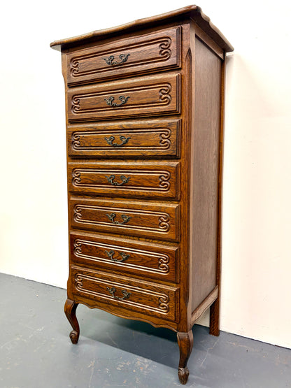 Antique Louis XV Style Oak Semainere/Seven Drawer Chest - France