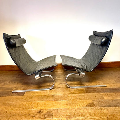 VINTAGE PK20 LOUNGE CHAIRS BY POUL KJAERHOLM FOR FRITZ HANSEN, DENMARK