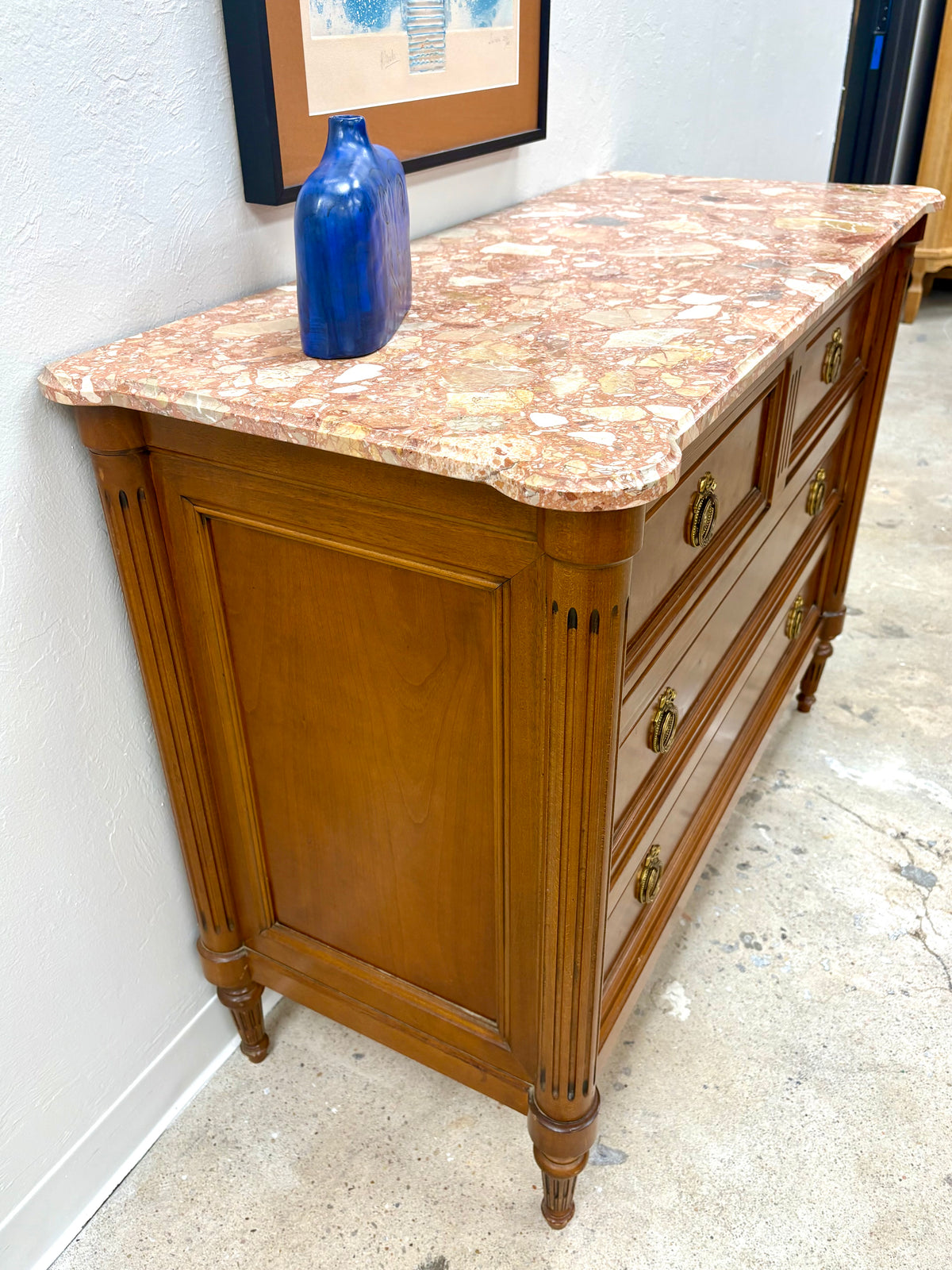 French Louis XVI Marble Top Four Drawer Chest/Dresser #1 - France