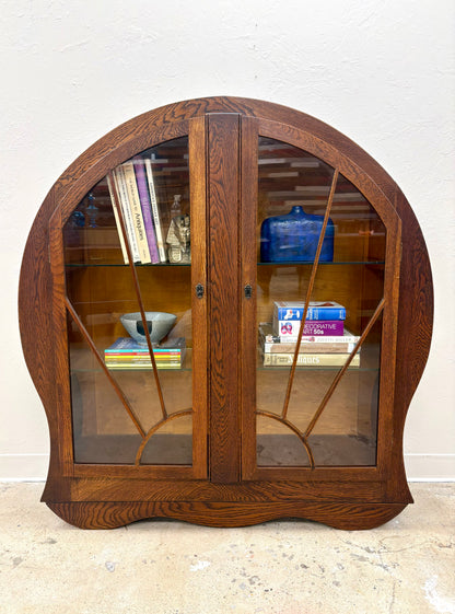Antique Oak Art Deco Bookcase/Display Cabinet - England