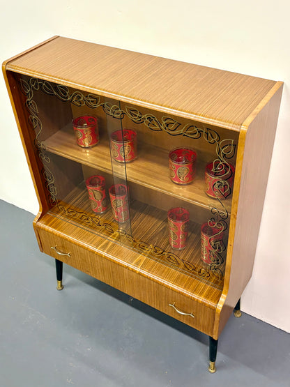 MID CENTURY ROSEWOOD DISPLAY CABINET