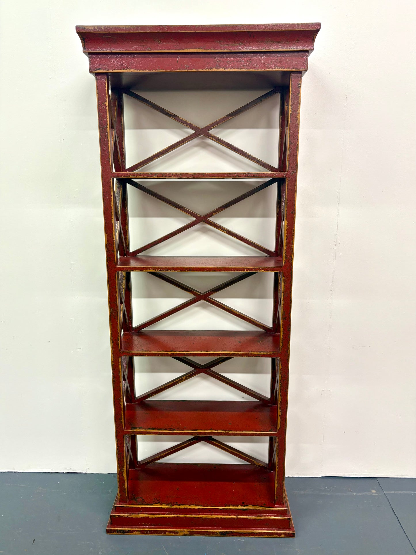 Antique Chinese Distressed Painted Etagere/Book Shelf