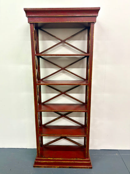 Antique Chinese Distressed Painted Etagere/Book Shelf