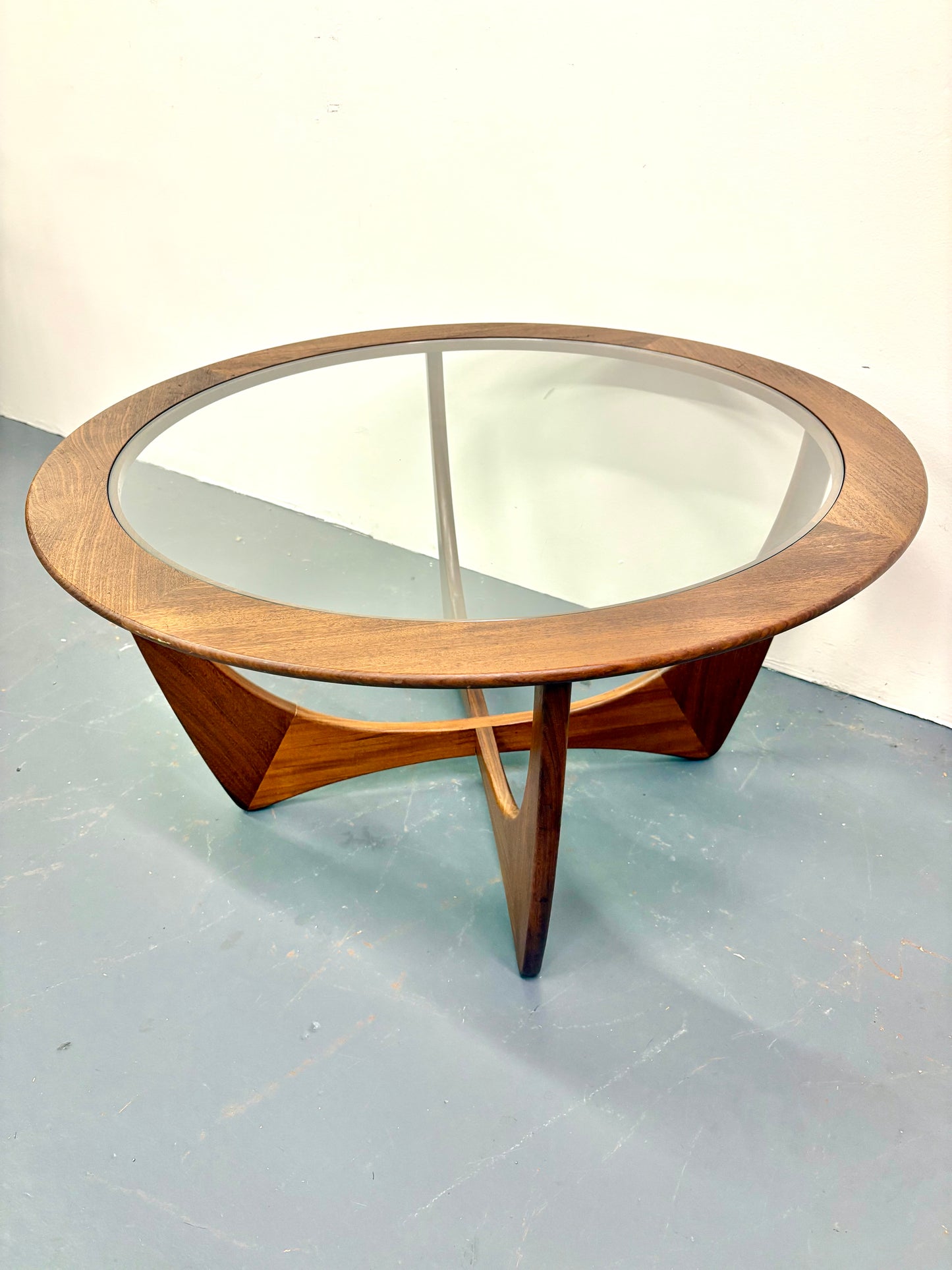 Mid Century Round Teak & Glass Top Coffee/End Table by G Plan - England