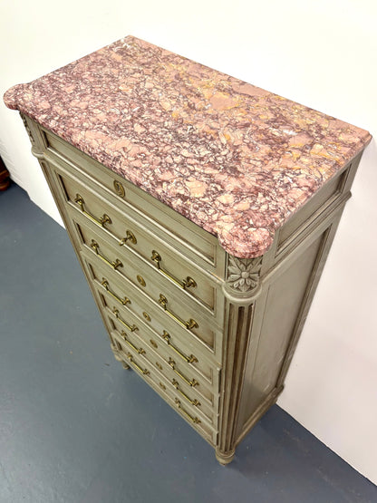 Louis XVI Style Painted Marble Top Semainier