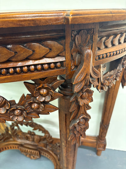 Antique French Louis XVI Style Carved Demilune Console