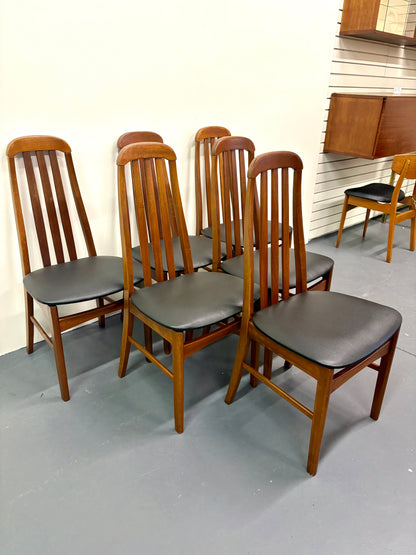 Mid Century Teak Set Of Six High Back Dining Chairs from England