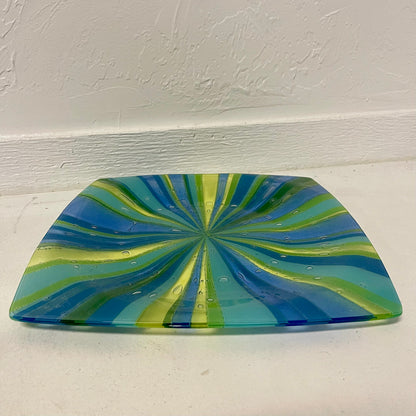 1960s LARGE HIGGINS FUSED GLASS DECORATIVE PLATTER