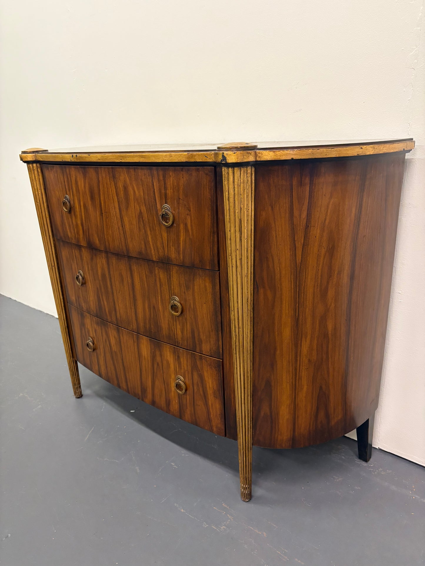 French Louis XVI Style Demilune Three Drawer Chest