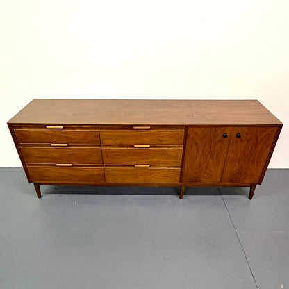 Mid Century Walnut 9 Drawer Dresser by American of Martinsville