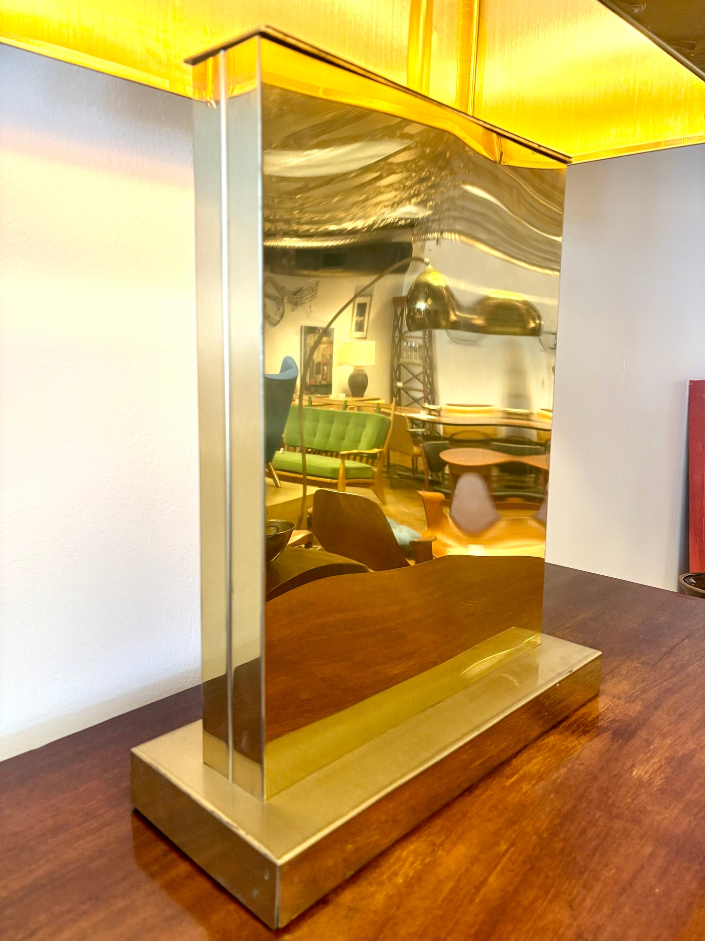 Monumental Large Brass Table Lamp by Curtis Jere -American