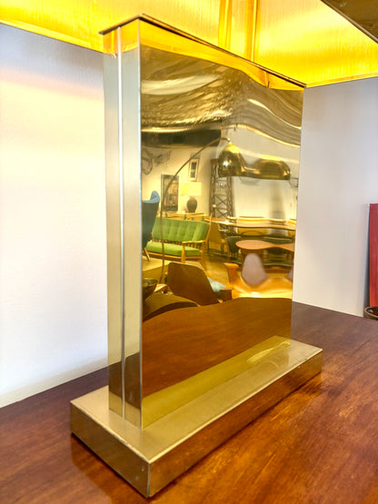 Monumental Large Brass Table Lamp by Curtis Jere -American