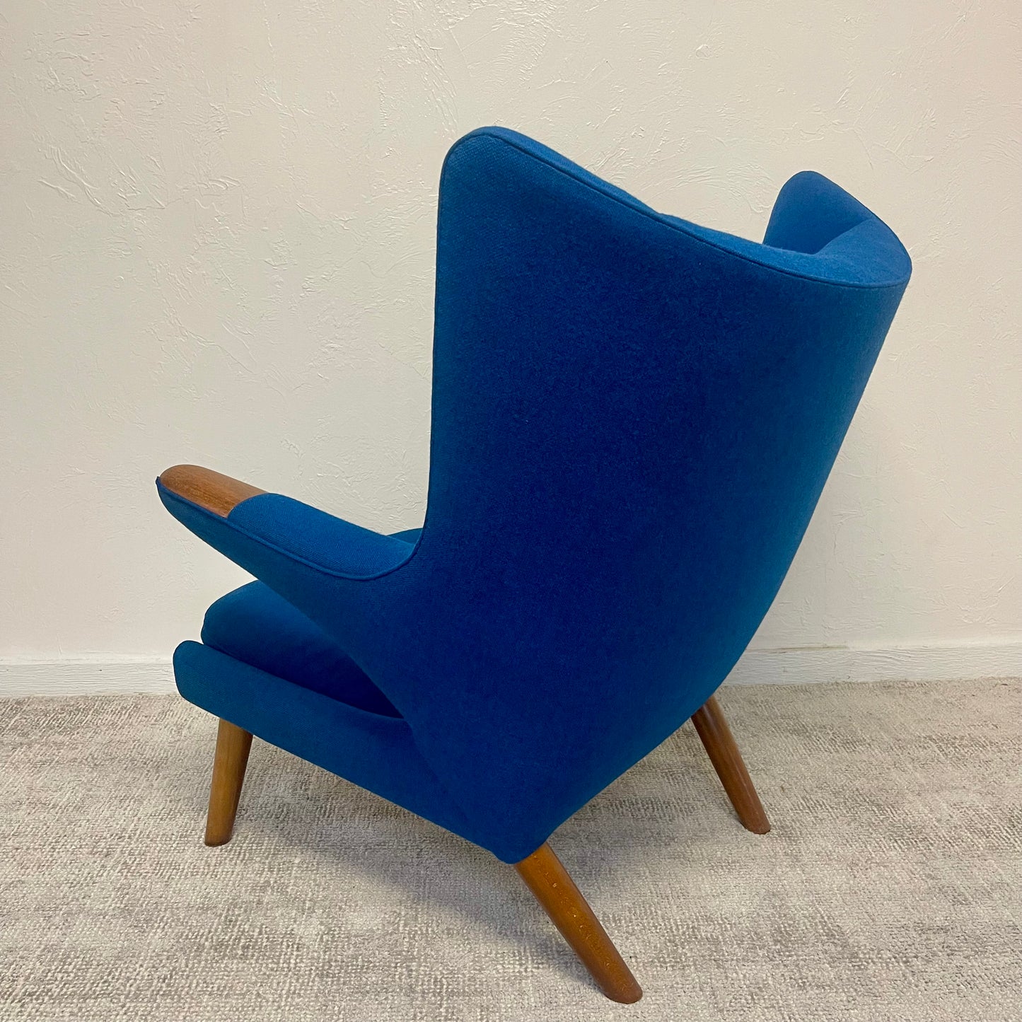 MID CENTURY MODERN PAPA BEAR CHAIR AND OTTOMAN BY HANS J. WEGNER