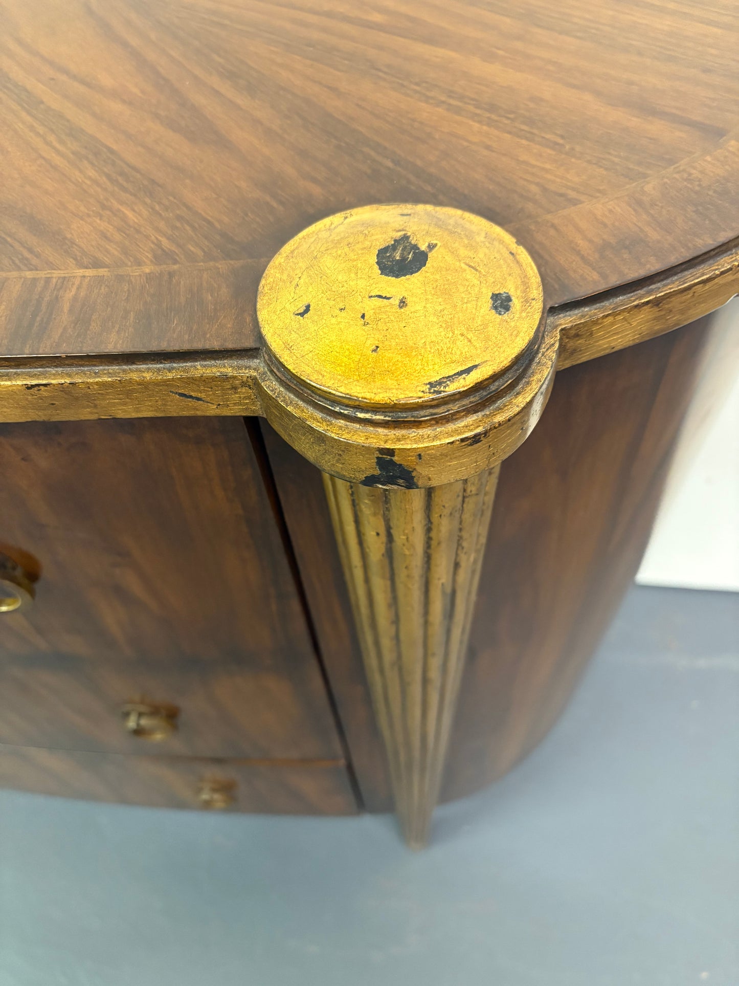 French Louis XVI Style Demilune Three Drawer Chest