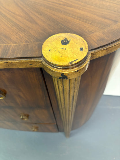 French Louis XVI Style Demilune Three Drawer Chest