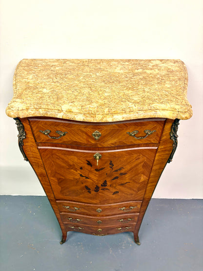 French Louis XVI Style Marble Top Secretary/Abattant - France