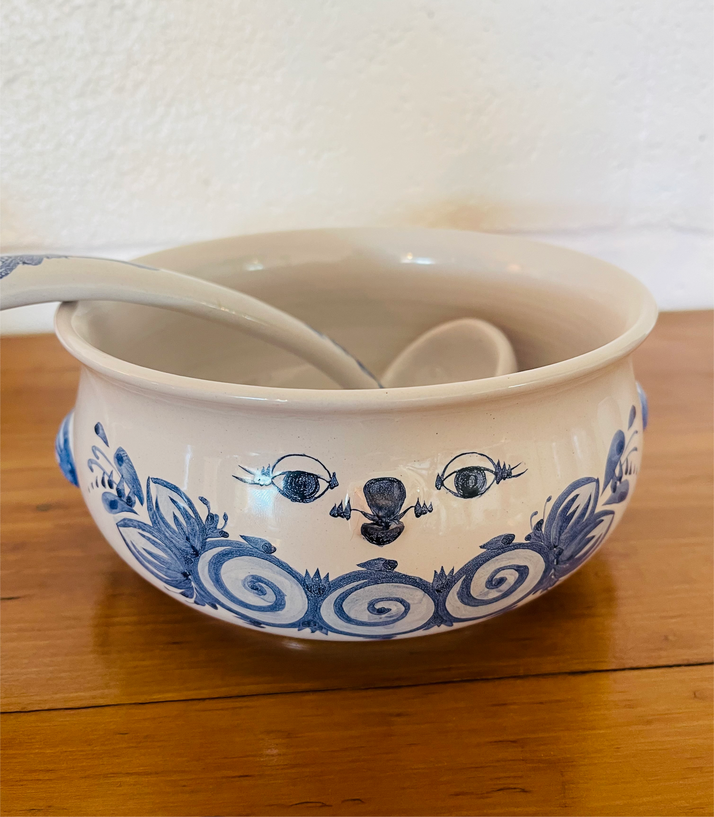 VINTAGE BJØRN WIINBLAD SIGNED CERAMIC SOUP TUREEN AND LADLE, MODEL V68, DENMARK
