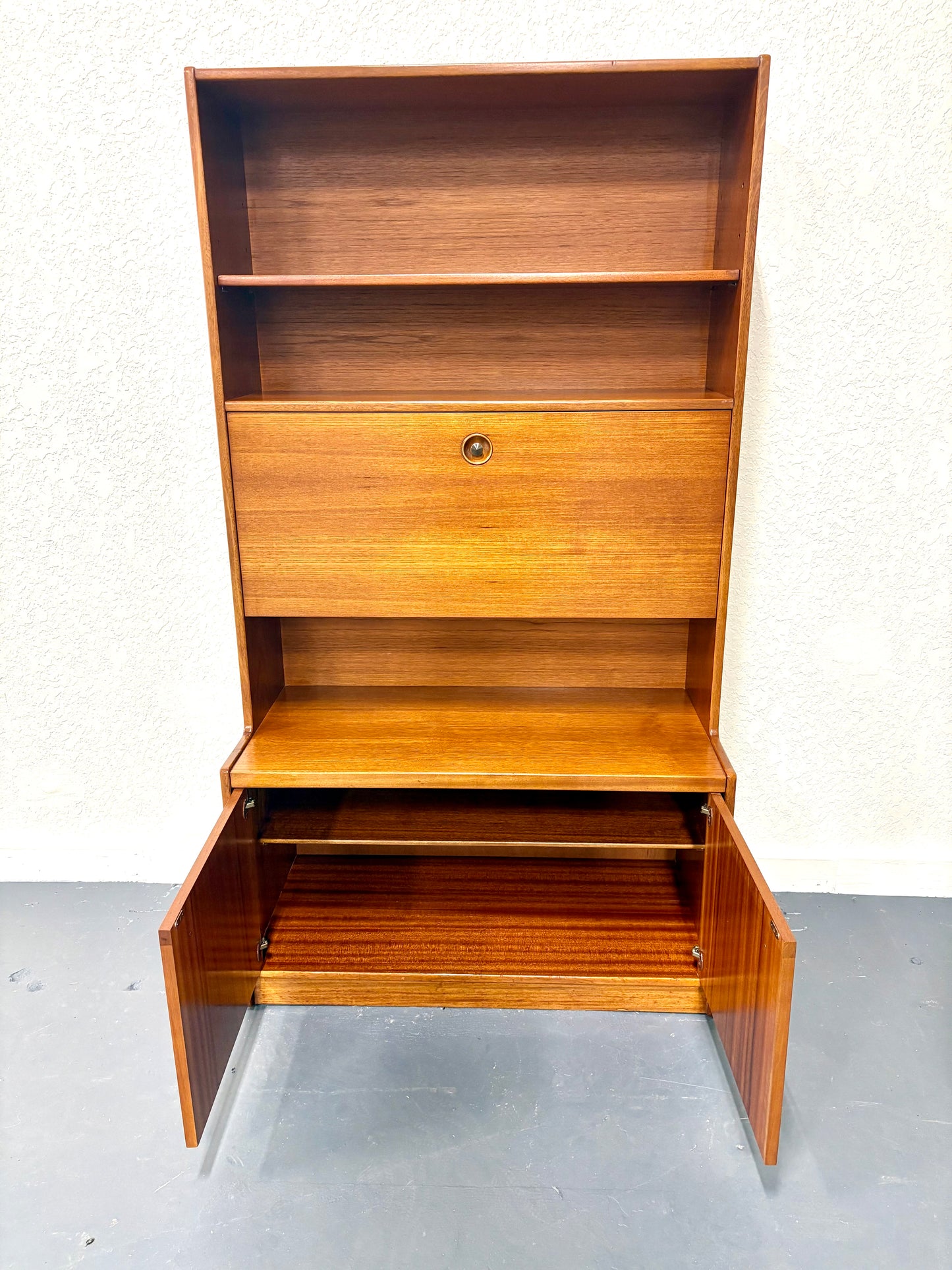 Mid Century Teak Drop Front Secretary/Desk - England