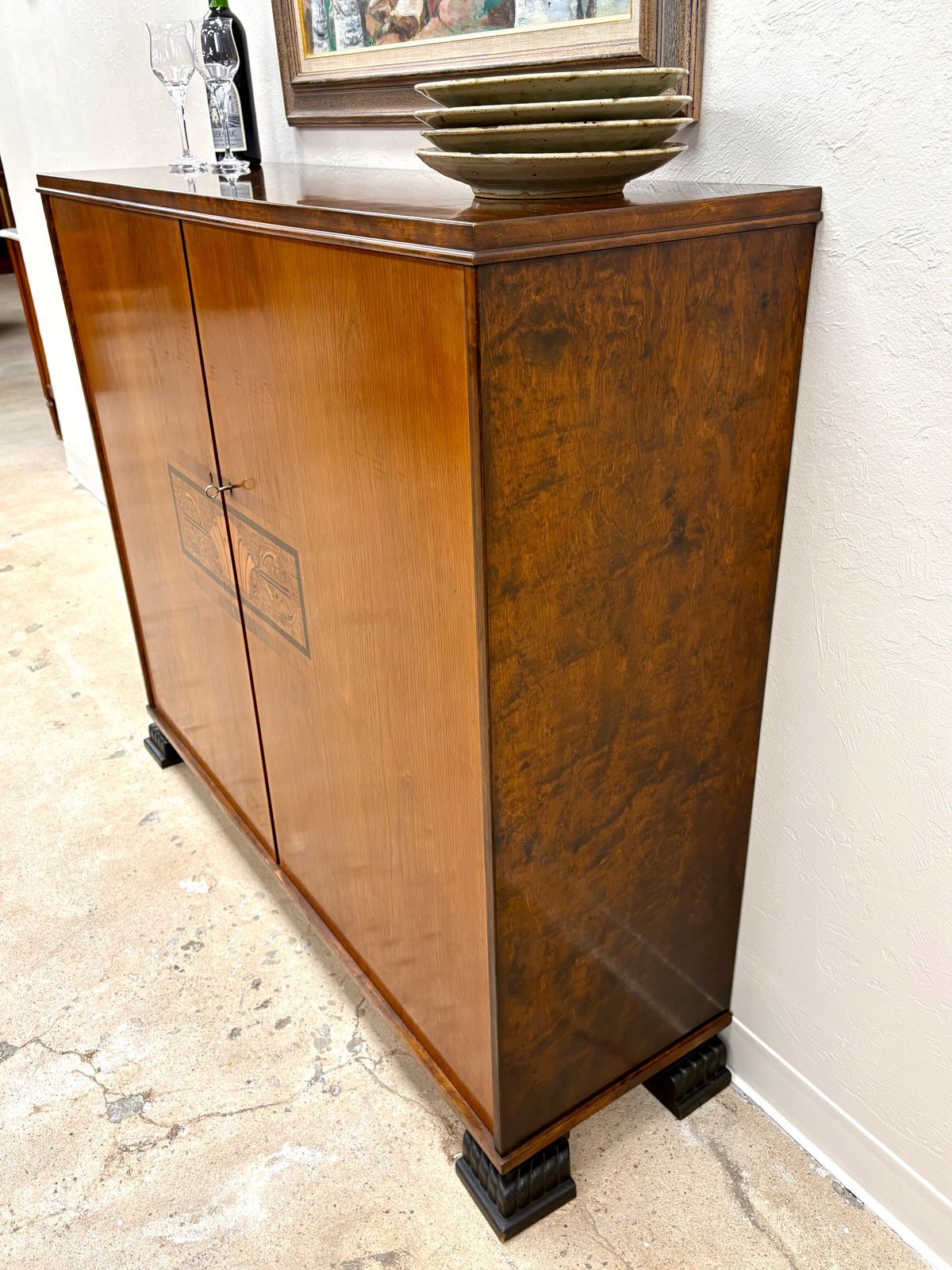 Antique Art Deco Walnut Cabinet - Sweden