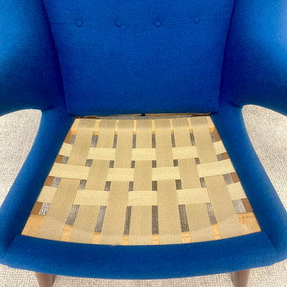 MID CENTURY MODERN PAPA BEAR CHAIR AND OTTOMAN BY HANS J. WEGNER