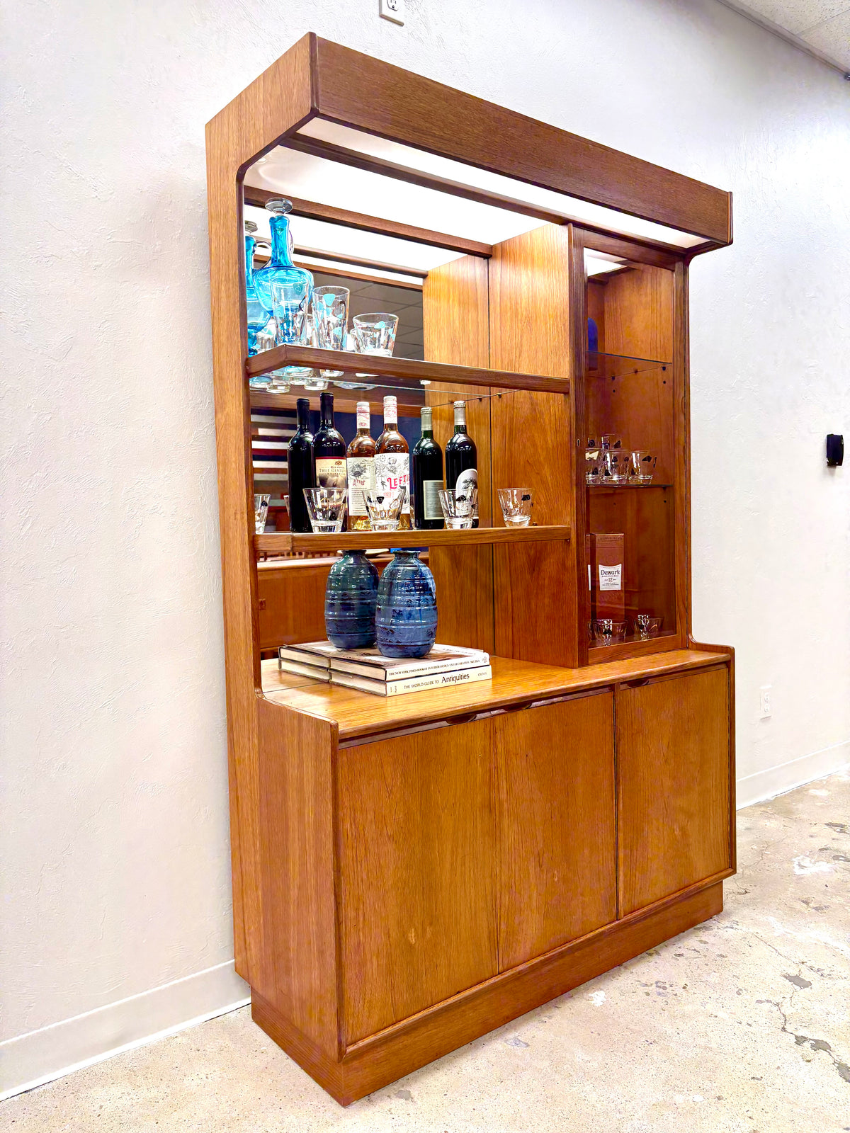 Mid Century Teak Lighted Dry Bar By Turnidge of London - England
