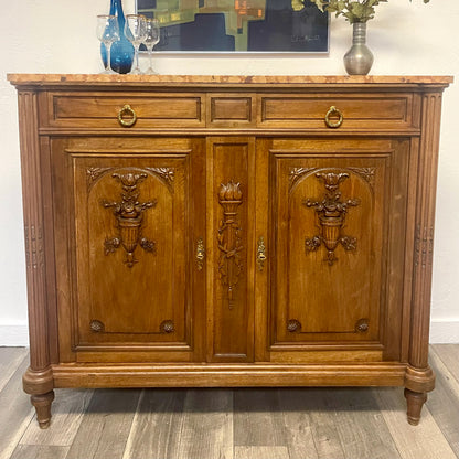 ANTIQUE FRENCH MARBLE TOP BUFFET/SIDEBOARD, FRANCE