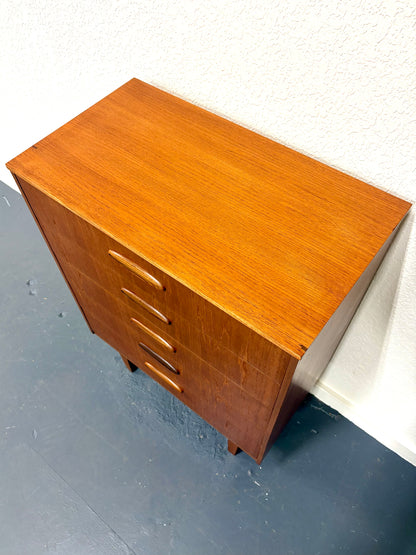 Mid Century Modern Teak Five Drawer Dresser From England