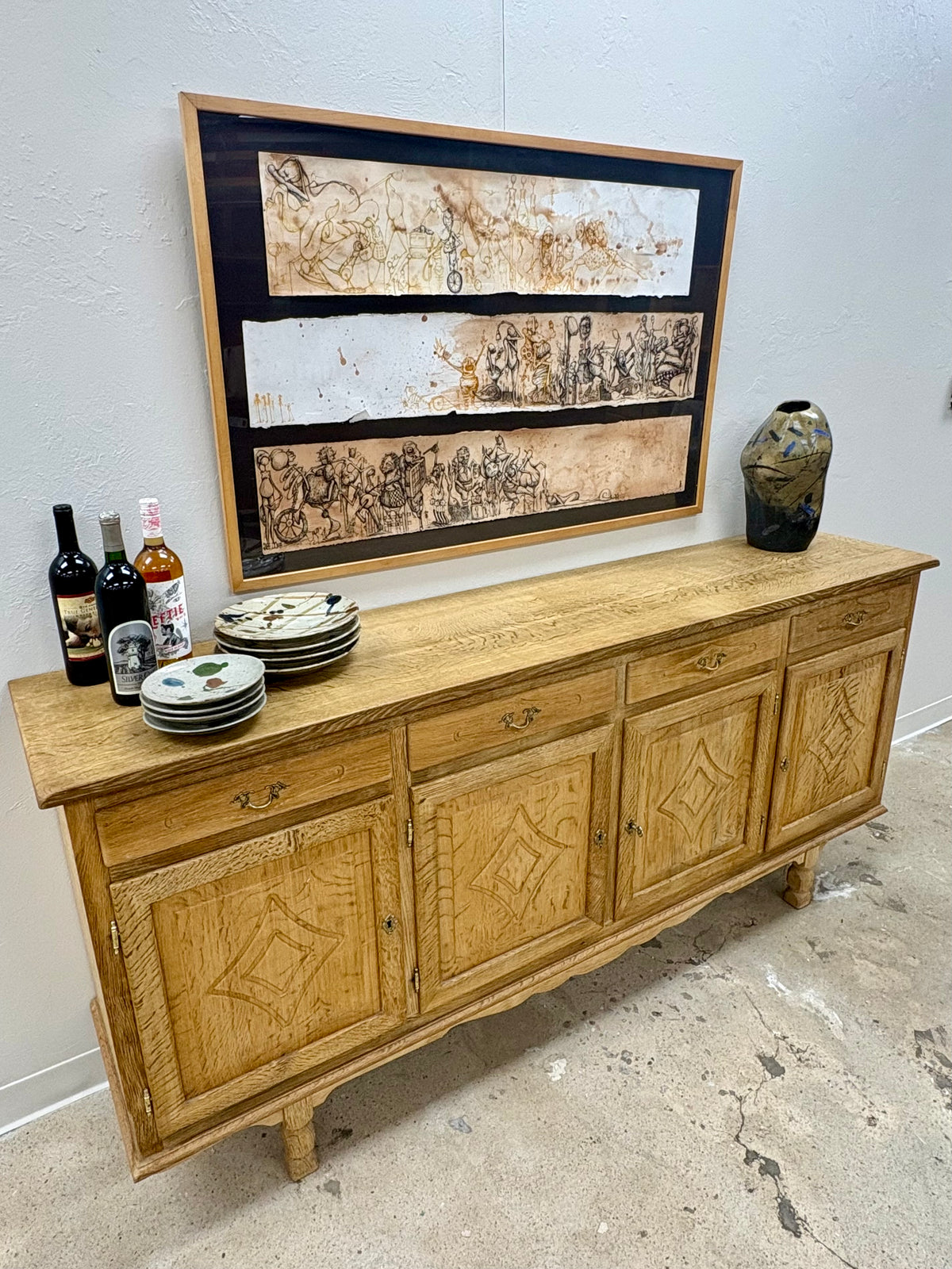 Vintage Mid Century Danish Oak Sideboard/Credenza By H. M. Mobler - Denmark