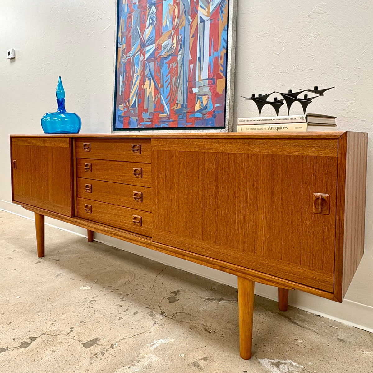 Long Mid Century Teak Sideboard/Credenza By Clausen & Sons - Denmark