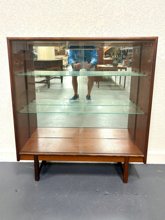 Mid Century Glass Front Mirrored Back Display Cabinet - England
