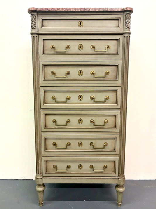 Louis XVI Style Painted Marble Top Semainier