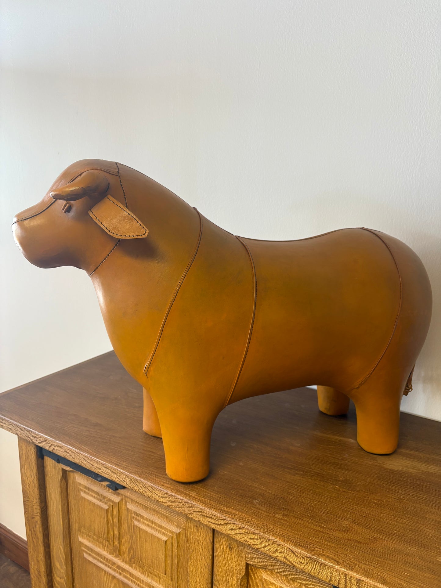 VINTAGE LEATHER BULL IN THE STYLE OF DIMITRI OMERSA