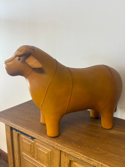 VINTAGE LEATHER BULL IN THE STYLE OF DIMITRI OMERSA