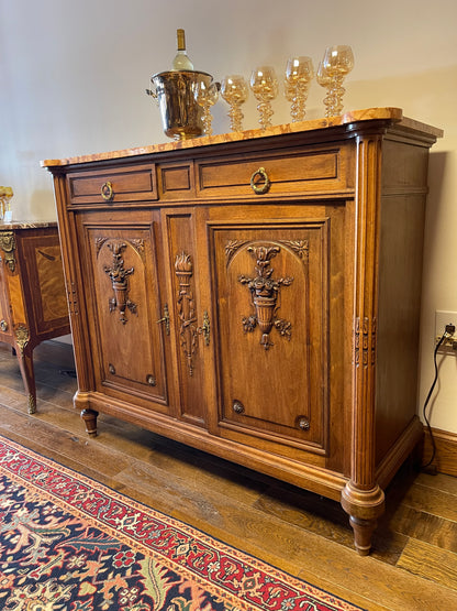 ANTIQUE FRENCH MARBLE TOP BUFFET/SIDEBOARD, FRANCE