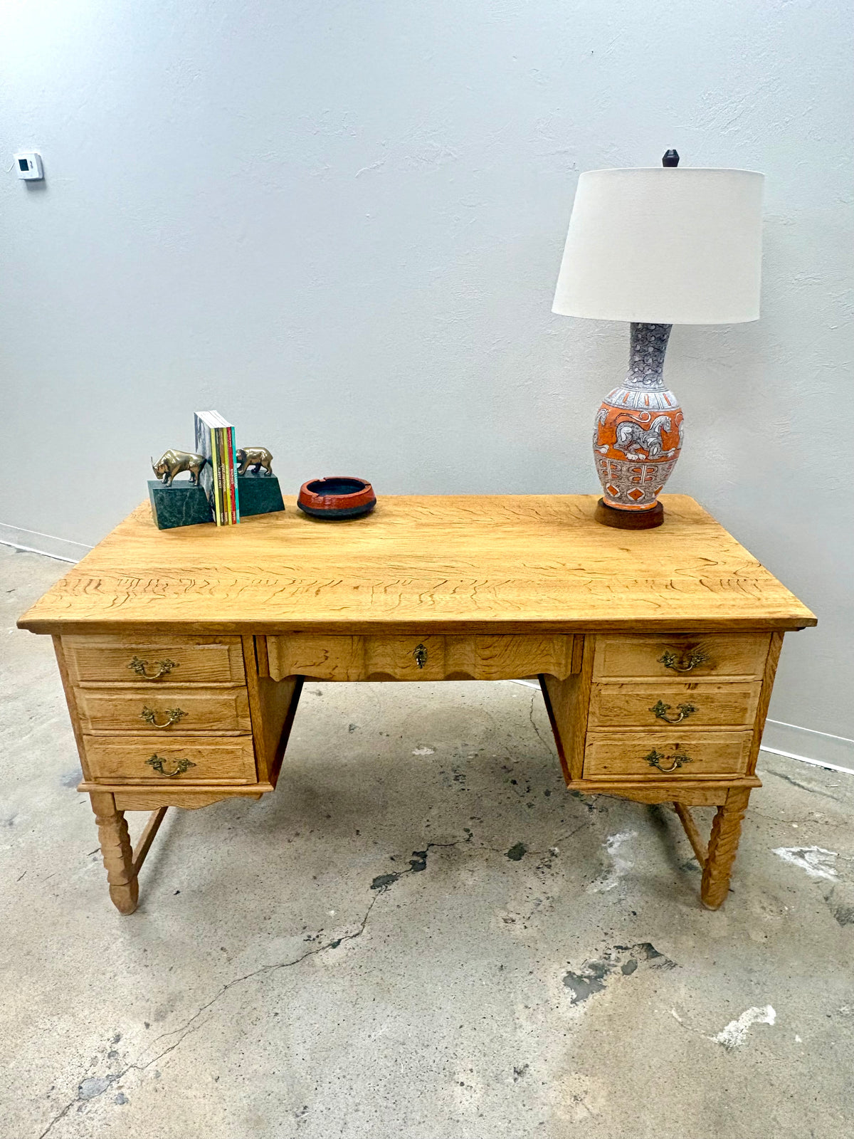 Vintage Mid Century Danish Oak Bookcase Front Desk - Denmark