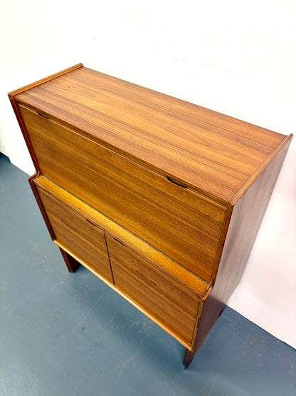 Mid Century Teak Cocktail Cabinet With Drop Down By Turnidge - England