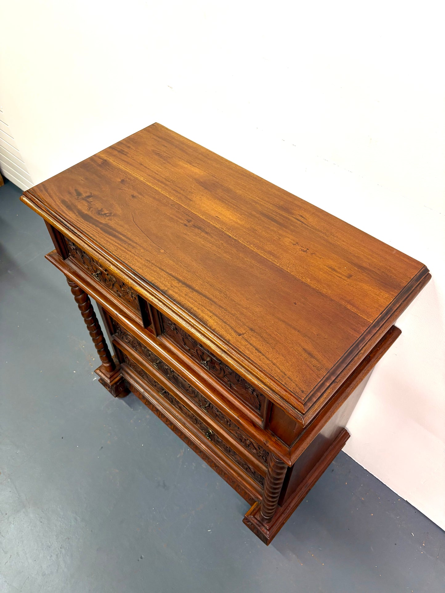 Antique Louis XIII Style French Twist Chest Of Drawers - France