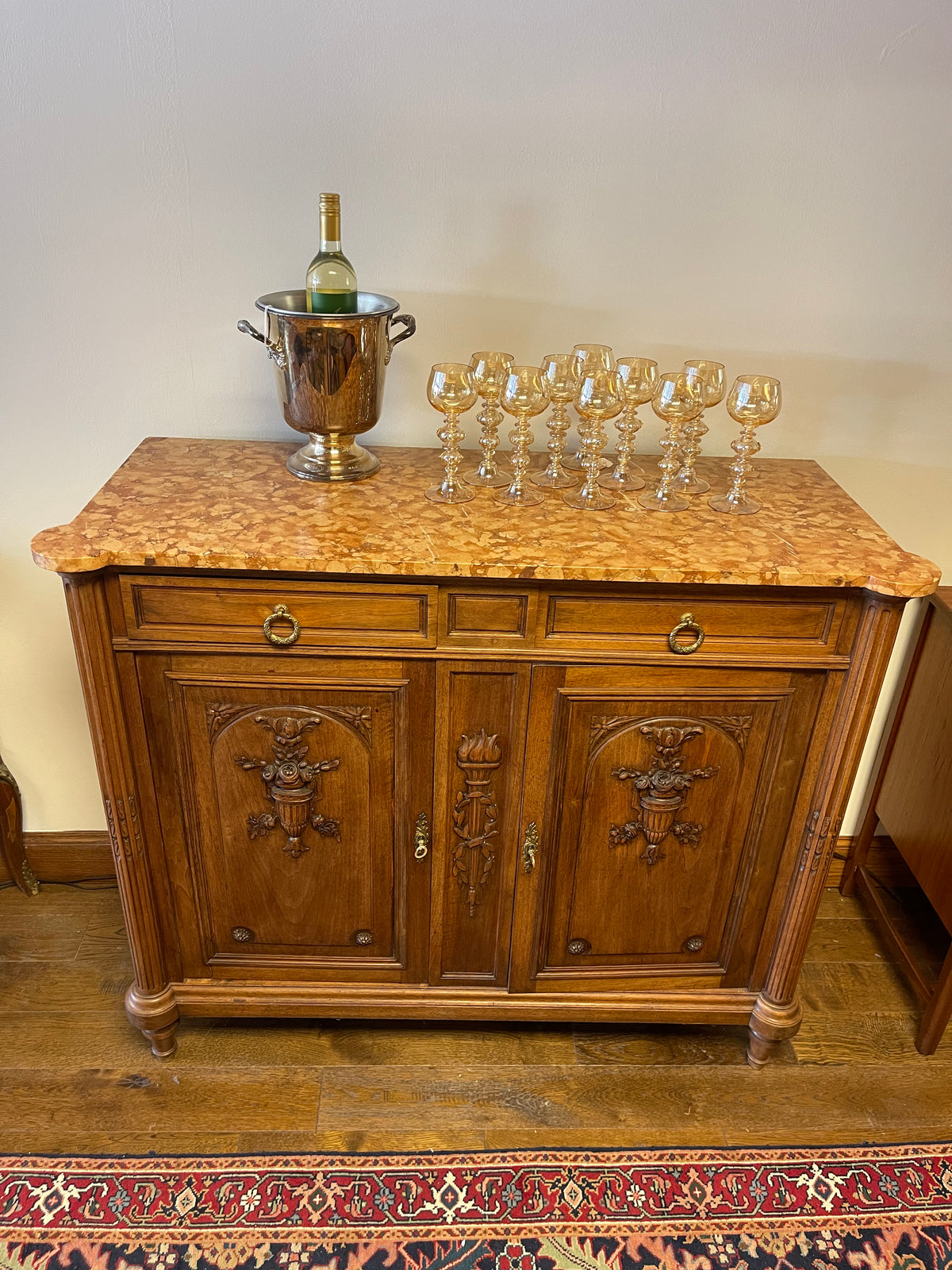 ANTIQUE FRENCH MARBLE TOP BUFFET/SIDEBOARD, FRANCE
