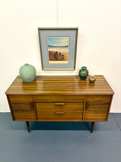 Mid Century Striped Afromosia Wood Mid Size Credenza/Sideboard