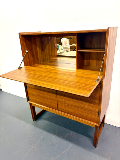 Mid Century Teak Cocktail Cabinet With Drop Down By Turnidge - England