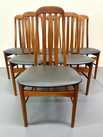 Mid Century Teak Set Of Six High Back Dining Chairs from England