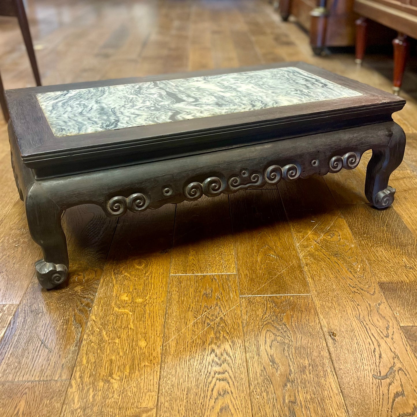 ANTIQUE CHINESE MARBLE TOP DISPLAY RISER
