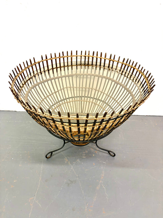 Mid Century “Fish Trap” Basket Side Table By Franco Albini