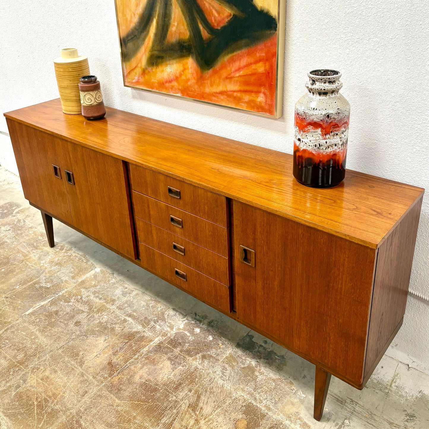 Long Mid Century Teak Credenza/Sideboard From England