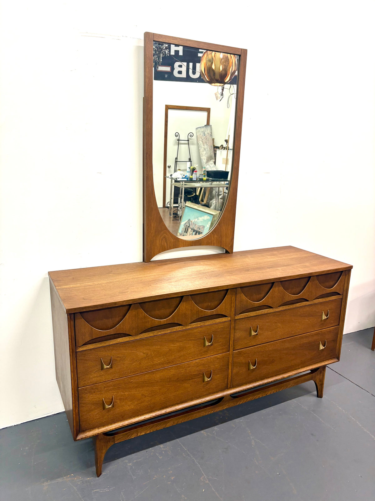 Mid Century Six Drawer Brasilia Design Dresser By Broyhill - American