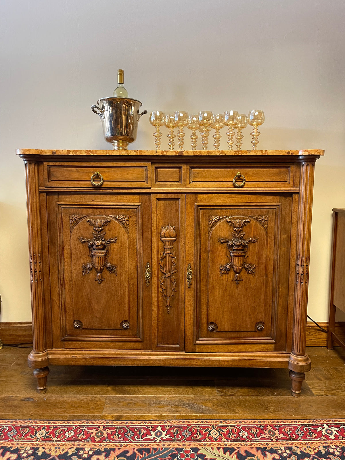 ANTIQUE FRENCH MARBLE TOP BUFFET/SIDEBOARD, FRANCE