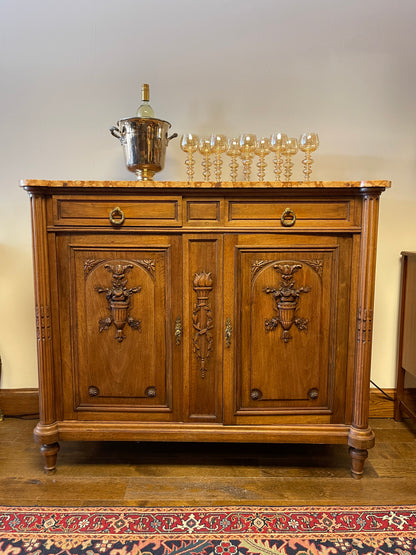ANTIQUE FRENCH MARBLE TOP BUFFET/SIDEBOARD, FRANCE